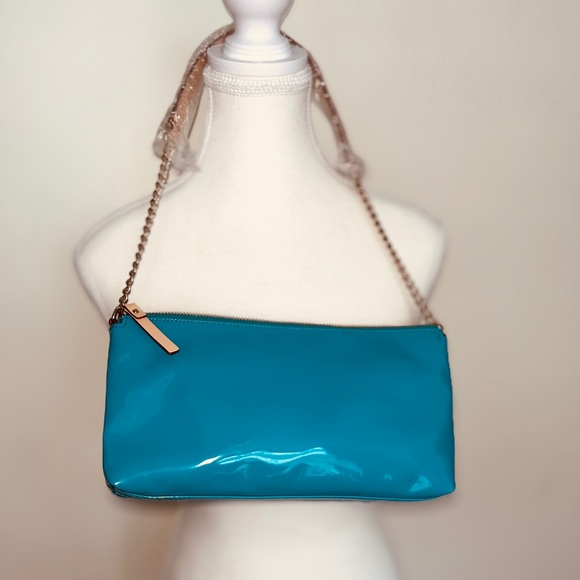 Kate Spade teal and ash purse. Stunning. EUC. Approx 11”x5.75” body. Strap 24.5” - Picture 12 of 16